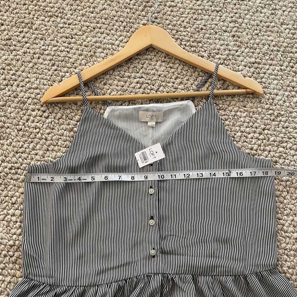 Loft Outlet Black and White Pinstriped Peplum Tank - Picture 6 of 7